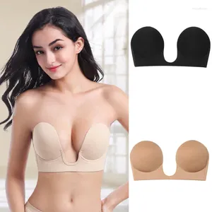 Bras Women Front Lace Up Silicone Push Bra Sexy Adhesive Stick On Gel Invisible Strapless Backless