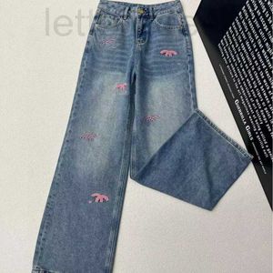 Women's Jeans designer luxury 24 Early Spring New Product Small Fragrant Wind Double CE Letter Flocking Medium High Waist Casual Slimming Straight leg DRVL