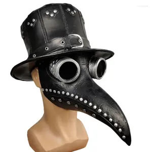 Fontes de festa Praga Médico Máscara Preta Adulto Nariz Longo Bico de Pássaro Steampunk Látex Halloween Cosplay Adereços