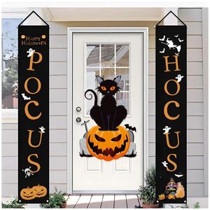 Party Decoration 1Pcs Halloween Pumpkin Witch Bat Skeleton Hanging Decorations Front Door Props Background