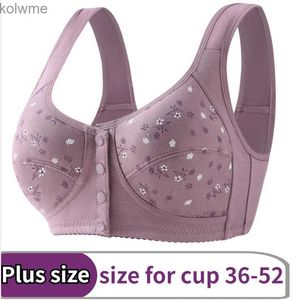 Bras Plus Size Women Soft Cotton Sports Bra Wire Free Bras Front Closure Brassiere Comfortable Thin Underwear Middle-aged Elder YQ240203