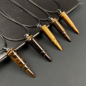 Colares pingentes Reiki Tiger Eye Quartz Stone Colar Yoga Medition Cura Energia Crystal Machine Gun Shell Bullet Shape Presente