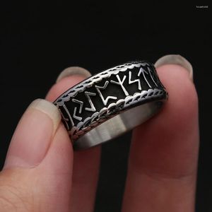 Anéis de cluster simples vintage aço inoxidável viking rune anel para homens mulheres moda celtics nó casal amuleto jóias presente gota