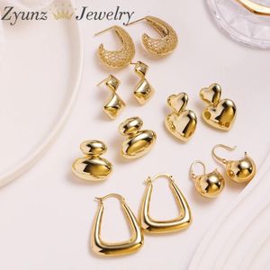 Hoop Earrings 5 Pairs Trend Smooth Geometric Chunky Metal For Women Girl Gold Color Fashion Classic Ear Buckle Piercing Jewelry