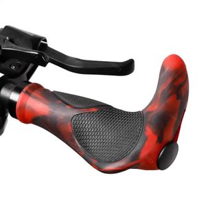 Bicycle Grip TPR Rubber Integrated Horn Handle Grip MTB Cuffs Bilateral Locked Shockproof Mountain Bike Grips Cycle Accessories 240202