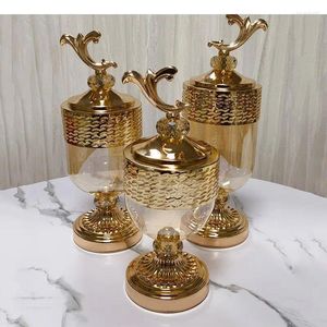 Garrafas de vidro europeu decorativo jar sala estar mesa chá doces armazenamento jóias pequeno item decoração para casa