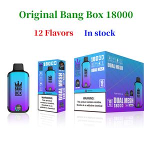 Original Bang Box Puff 18000 E Cigarros Kit Elf Box 18K Puffs Vape Pen Malha Bobina Recarregável 850mAh Bateria Vapers 0% 2% 3% 5% 12 Cores VS Bang Tornado 13000