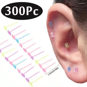 Brincos de parafuso prisioneiro 300 unidades/pacote anti-alergia plástico pequeno urso pinos hipoalergênico colorido orelha vara feminino jóias accessroies