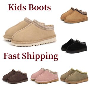 Bambini bambini Tazz Tasman Pantofole Stivali Ciabatte in pelliccia di castagno Pelle di pecora Shearling Mules Donna Uomo Ragazzi Ragazze Ultra Mini Stivali con plateau -Scarpe in pelle scamosciata Autunno Inverno