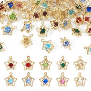 Pendant Necklaces 1Box Star Rhinestone Pendants Heart Rhombus Flower Round Iron Charms For Jewelry Making DIY Bracelet Earring Crafts Decor
