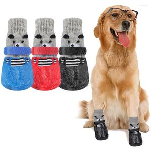 Dog Apparel 4pcs/set Cute Cotton Rubber Pet Shoes Waterproof Non-slip Rain Snow Boots Socks For Puppy Cat Large Paw Protectors