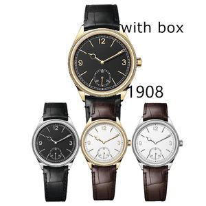 1908 럭셔리 시계 남자 시계 52508 40mm 자동 운동 손목 시계 사파이어 유리 가죽 스트랩 스테인리스 스틸 다이얼 Montre De Luxe Luxury Watch 1908 AAA Watches