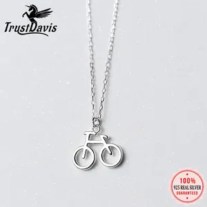 Pendants TrustDavis 925 Solid Sterling Silver Jewelry Bicycle Bike Pendant Fashion Necklace Girl Friend Birthday Gift Lady DS1271