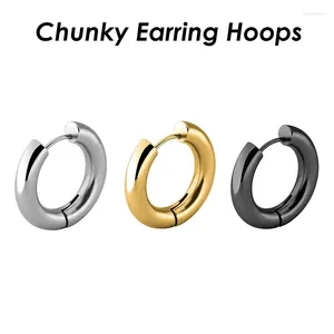 Серьги-кольца, 20 шт., массивные серьги-кольца толщиной 5 мм, нержавеющая сталь Huggie, позолоченные, серебряные, черные, для женщин и мужчин
