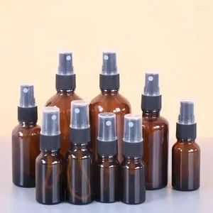 Şişeler 100pcs 5-100ml Boş Amber Cam Sprey Şişe Su Püskürtücü Doldurulabilir Atomizör Konteyneri İletişim Yağları için Seyahat Taşınabilir Kavanoz