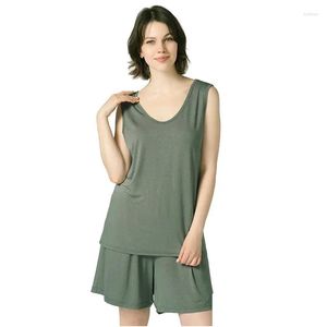 Indumenti da notte da donna Taglie forti Pigiama modale da donna Set 2 pezzi Indumenti da notte Estate Casual Allentato Sonno Casa Senza maniche Corto 6Xl 7Xl Drop Deliver Othrv