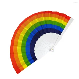 Figurine decorative Fan Fan Arcobaleno Danza pieghevole tenuta in mano per feste del Gay Pride Decorazione Arte Artigianato Decorazioni per la casa