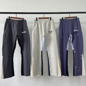 Pantaloni sportivi casual da strada con corda Splash dipinti a mano e inchiostrati a spruzzo, micro pantaloni lunghi da uomo