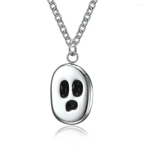 Anhänger Halsketten Emaille Anhänger flach rund mit Totenkopf Gesicht Charms Halskette für Halloween Schmuck