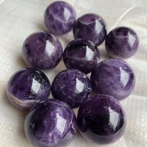 Decorative Figurines 12pcs 2-2.5cm Natural Fantasy Amethyst Ball Ornaments Living Room Bedroom Home Furnishings Crystal Crafts Wholesale