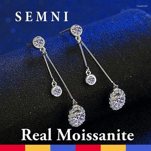 Baumelnde Ohrringe SEMNI 1CT Moissanit 925 Sterling Silber Langer Tropfen für Frauen Brillanter Labordiamant baumelnde Bräute Brautjungfer