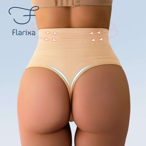 Flarixa High Rise Thongs Tummy Control Underwear Seamless Thong Panties Belly Briefs Butt Lifter Body Shaper