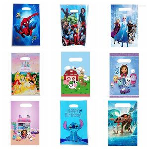 Gift Wrap 10/50Pcs Cartoon Theme Favors Wrapping Bag Frozen Princess Avenger Loot Kid Birthday Party Candy Cookie Packing