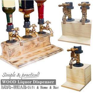 Dispenser di liquore in legno di whisky 1-3 teste Cocktail Vino Bevanda alcolica S per la festa del papà Regalo di festa Dispenser di bevande di liquore 240124