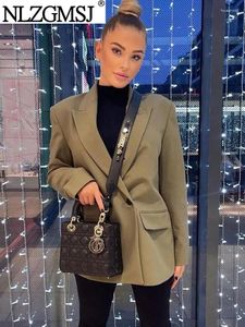 Kombinezony damskie Traf 2024 Kobiety podwójnie piersi Blazer Office Lady Classic Coat Kurtka marynarka jak żeńska elegancka odcienia stroje veste femme