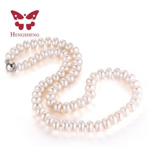 Colares HENGSHENG Alto Brilho 89mm 100% Natural Água Doce Colar de Pérolas Longo 45cm para Mulheres Meninas Aniversário / Casamento Jóias de Pérolas