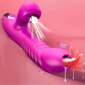 Powerful Thrusting Vibrator Female Clitoris Sucker Vacuum Stimulator G Spot Tongue Licking Dildo Adult Goods Sex Toy for Women 240126