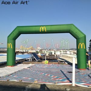 10 mW (33 piedi) Con ventilatore ad angolo stampato a trasferimento all'ingrosso archi ad arco pubblicitario gonfiabile palloncino ad arco pubblicitario di colore verde completo ingresso evento scontato