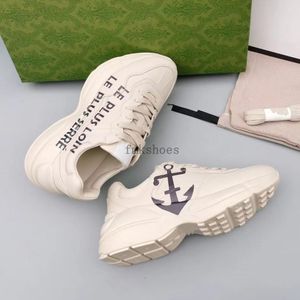 Rhyton Designer shoes men women platform sneakers Ace screener canvas Casual fashion old daddy shoe mens Luxury Vintage Logo Chunky Leather printed trainers 1.25 34