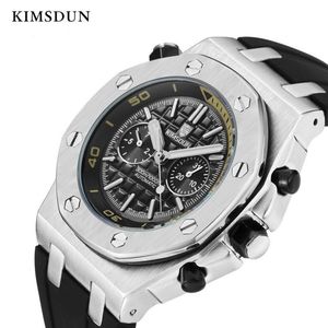 Kimsdun Sports Mens Watches Top Brand Luxury äkta gummi Automatiska mekaniska män tittar på klassiska manliga klockor av hög kvalitet Watc J263Y