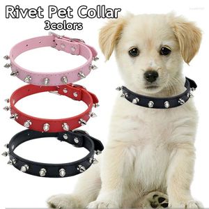 Dog Collar Leather Cat Collar Spiked Studded Puppy Pet för små medelstora stora hundar Nitar Anti-bitprodukter