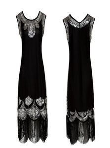 Stretchy Little Black Dress Midi Vestido Women 1920s Vintage Beaded Fringe Sequin Flapper Dress Gatsby Tunic Top Shift Dress3832579
