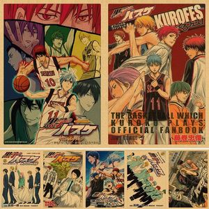 Obrazy japońskie klasyczne anime Kuroko koszykówka w stylu retro plakat papierowy Kraft Poster Dekoracja Dekoracja Dekoracji Naklejki na ścienne sztuki 4K HD