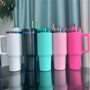 40oz holographic powder coated tumbler Generation 2 travel cup with holographic metal straw