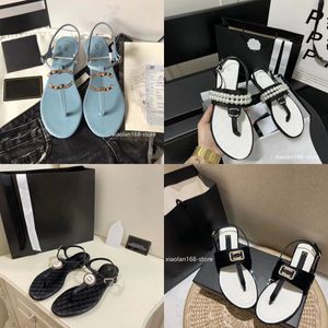 France Women Sandals CH Designer Buty Summer Womens Nowe marki luksusowe slajd podwójne klapki płaskie sandały kapcie sandale świąteczne