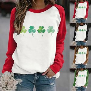 Camicette da donna Girocollo Color Blocking Giorno di San Valentino Maniche raglan stampate 3x Camicie glitterate Top da donna Camicie piccole da donna