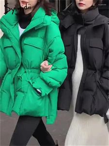 Casacos de Trench das Mulheres Syiwidii Verde Parkas Casaco Mulheres Jaqueta de Inverno Outono 2024 Moda Coreana Casacos de Grandes Dimensões Casuais Engrossar Quente Y2K