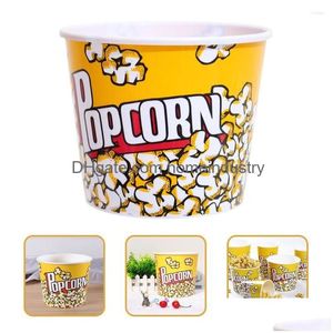 Servis uppsättningar Popcorn Bucket Movie-Night Bowl Holder Party Snack Återanvändbara Kids Cup Disponibla containrar Drop Delivery DH3CK