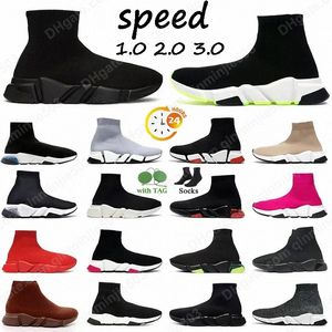 With Box Speed 1.0 2.0 3.0 Designer Sock Shoes Men Women Graffiti Trainers Platform Socks Casual Shoe Speeds Trainer Runner 36-47