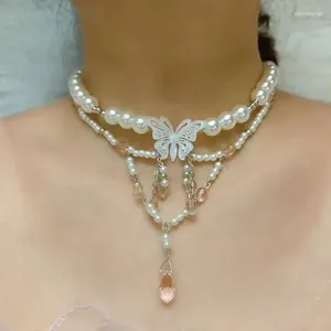 Anhänger Halsketten Schmetterling Quaste Wasser Tropfen Halskette Perlen Halskette Sommer Super Schöne und Traum Persönlichkeit