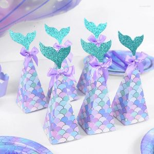 Confezione regalo 10 pezzi Scatola di caramelle coda di sirena Piccola festa a tema Borsa per imballaggio di cioccolato Forniture per decorazioni di compleanno per bambini Baby Shower