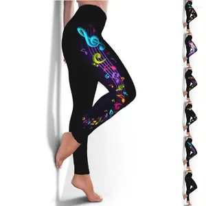 Leggings femininas básicas fonograma impresso calças de yoga elástico ginásio jogging roupas de fitness secagem rápida magro XS-8XL