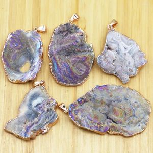 Pendant Necklaces Natural Raw Ore Agates Stone Irregular Geode Craft Collection Minerals Healing Crystal Diy Necklace Women Jewelry Making