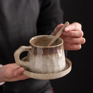 1 set vintage seramik kahve fincan espresso fincan porselen ikindi çay fincanı kahvaltı süt kupa sevimli seramik kupalar toptan 240129