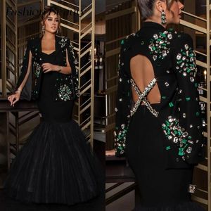 Vestidos de festa moda beleza luxo noite verde cristal contas sereia sem costas duas peças vestidos de casamento formal 2024 arábia