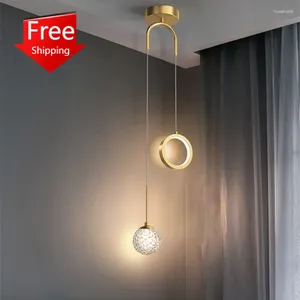 Pendant Lamps Modern Led Lighting For Bedroom Bedside El Hanging Lamp Decoration Chandeliers Entrance Nordic Ceiling Lights Home